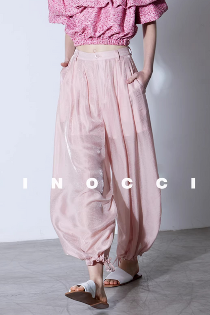 Mulberry Silk Shimmering Lantern Pants