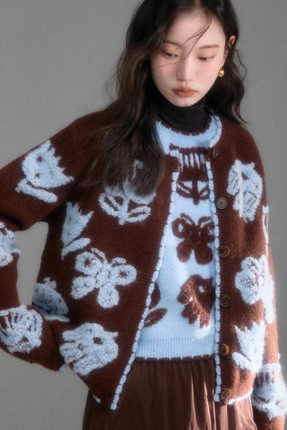 Velvet Jacquard Cardigan Set-Up