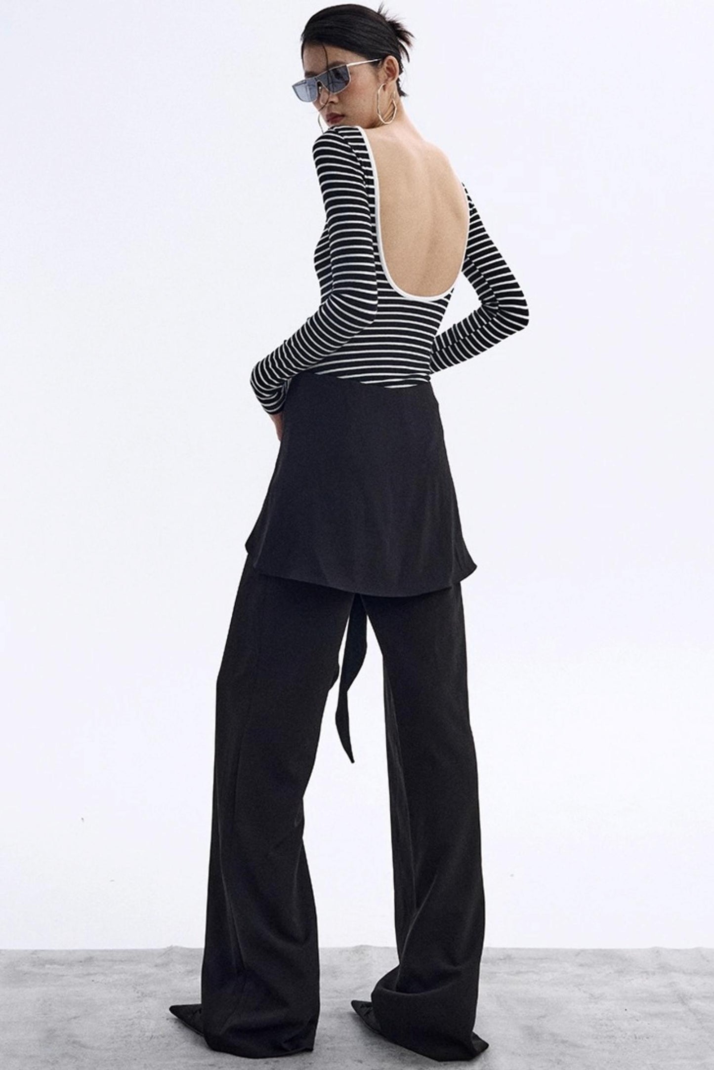 Striped Backless Jumpsuit Design Top