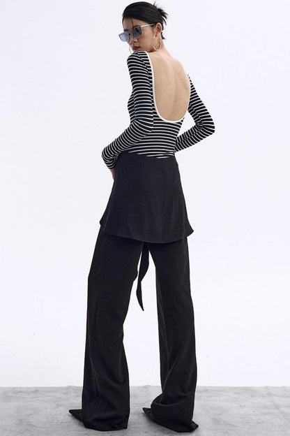 Striped Backless Jumpsuit Design Top