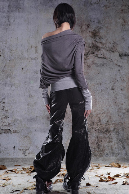 Original Irregular One-Shoulder Knitted Top