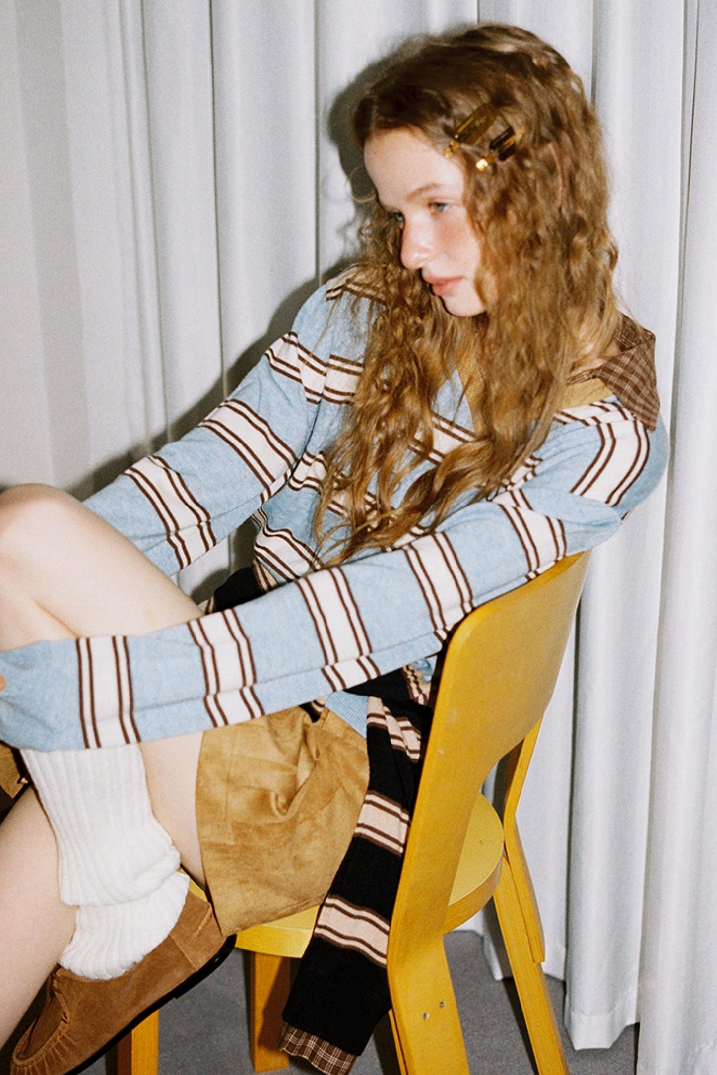 Retro Knit Plaid Top