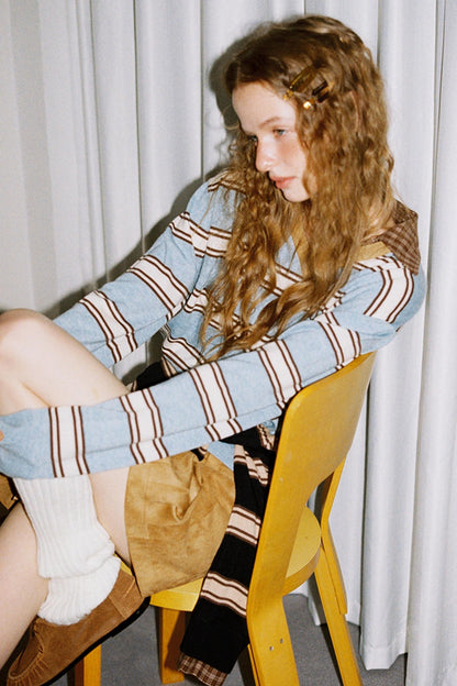 Retro Knit Plaid Top