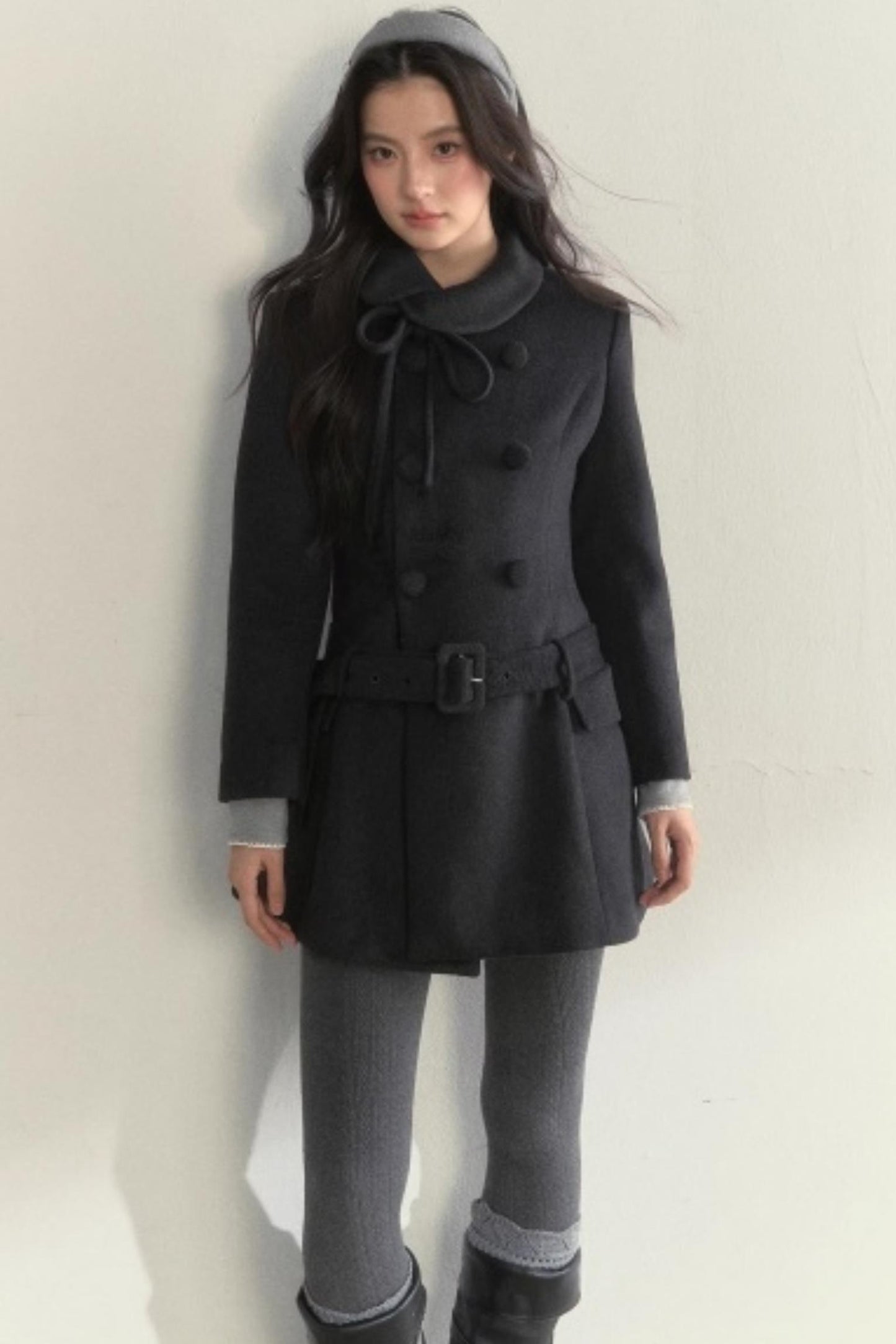 Double Breasted Low-Belt Mid-Length Coat