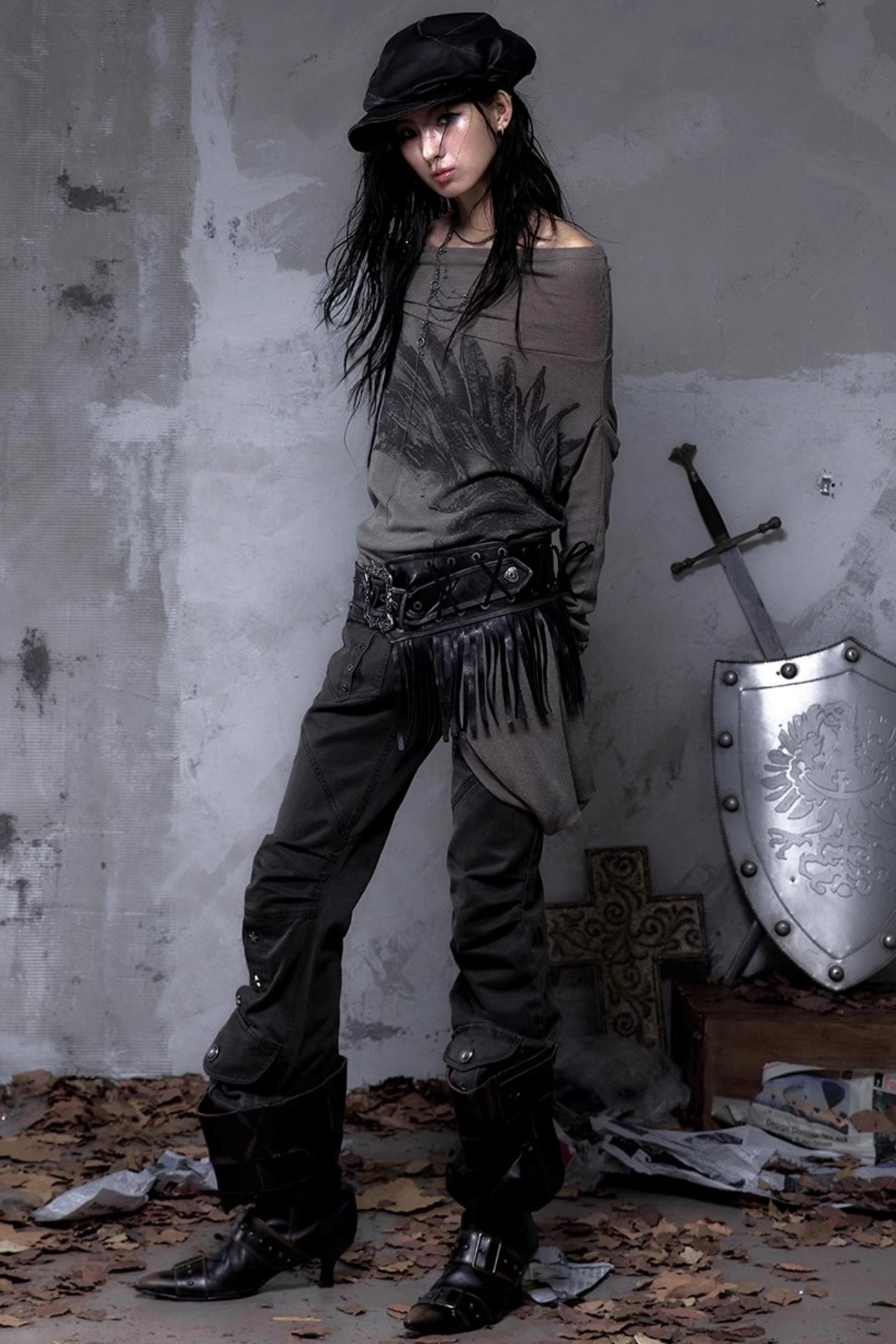 Vintage Punk Fringe Leather Belt