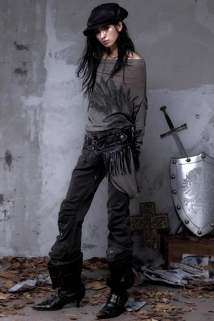 Vintage Punk Fringe Leather Belt