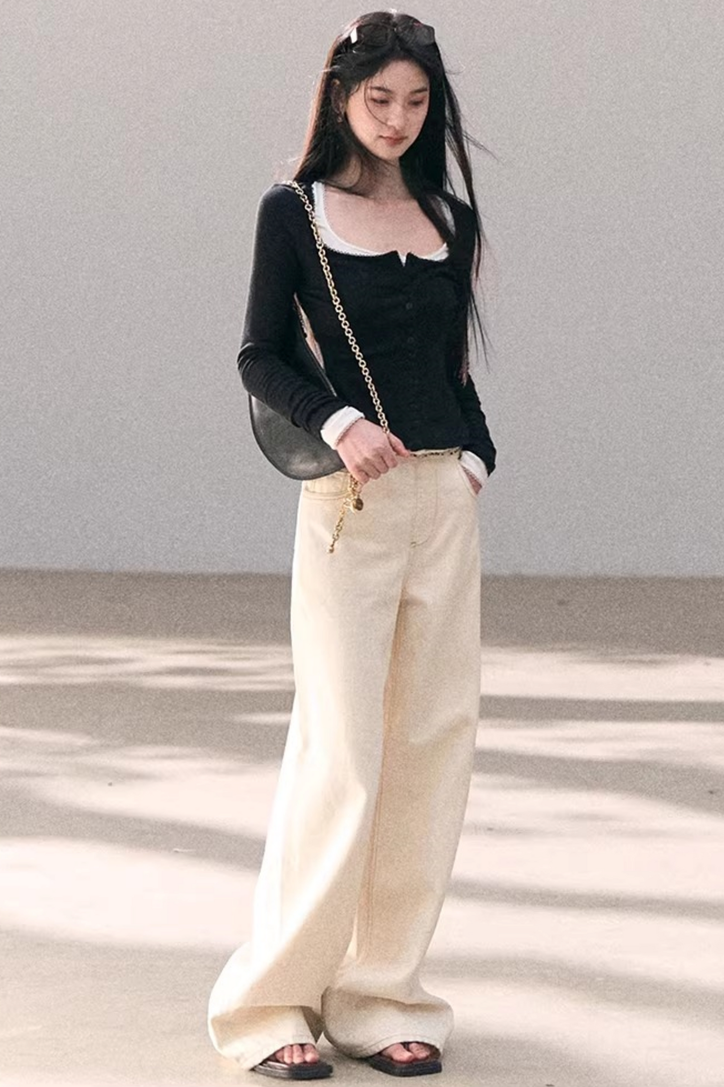 Hollow-Out Ribbed Knit Cardigan