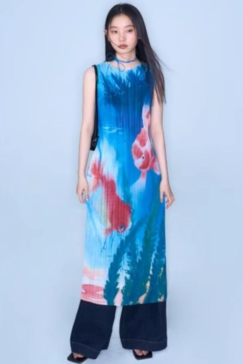 Vintage Goldfish Print Dress