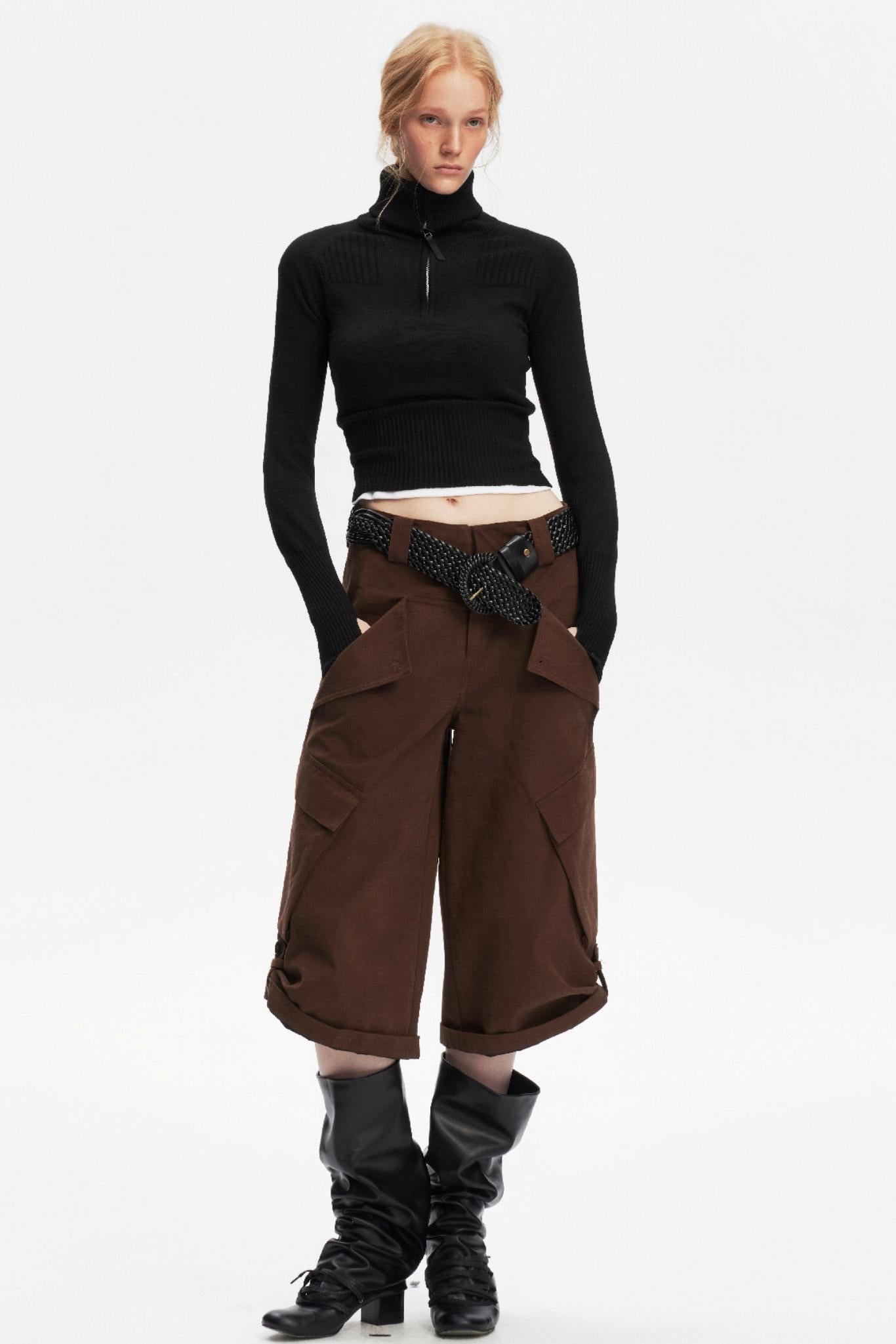 Half-High Collar Knit Top