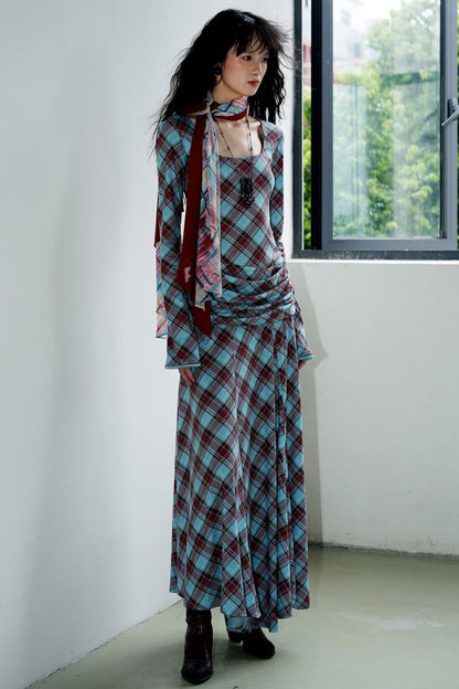 Vintage Check Slim Dress