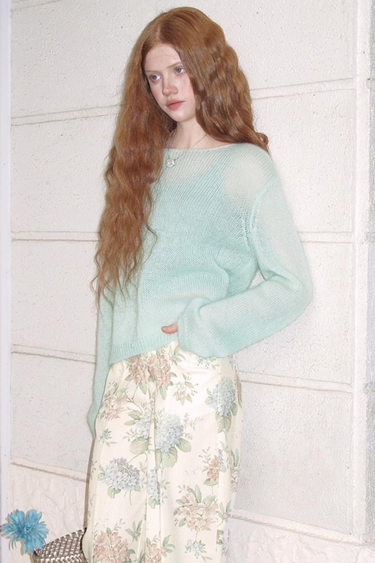 Absinthe Peach Mohair Sweater Top