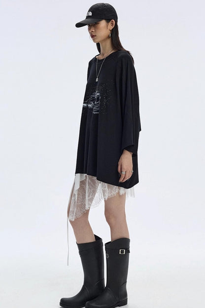 Vintage Car Print Cropped T-Shirt