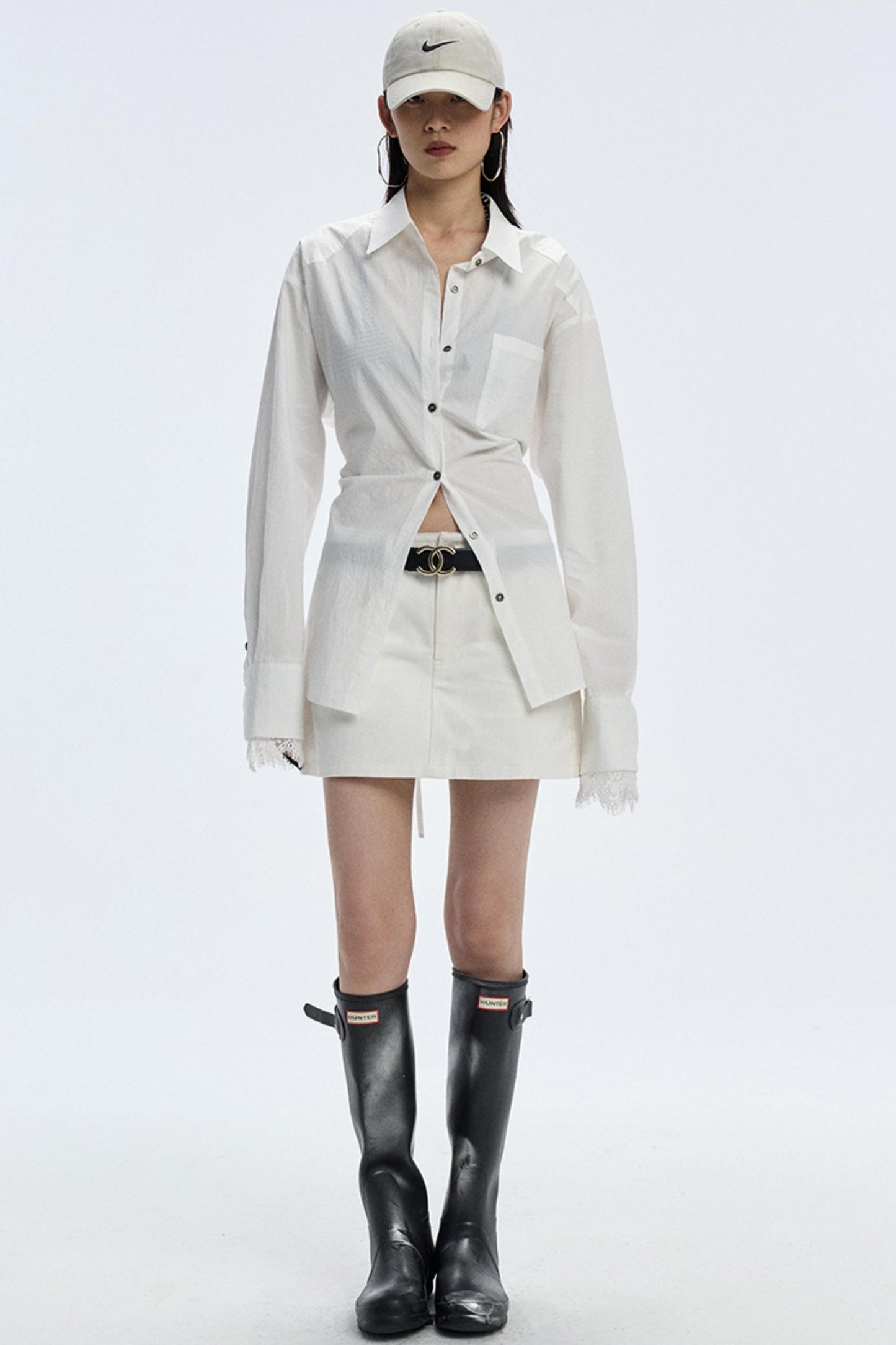 Slimming White A-Line Denim Skirt