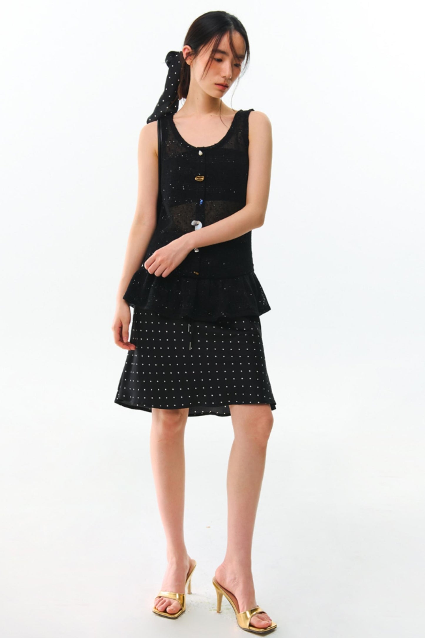 Shards Sequin Ruffled Top