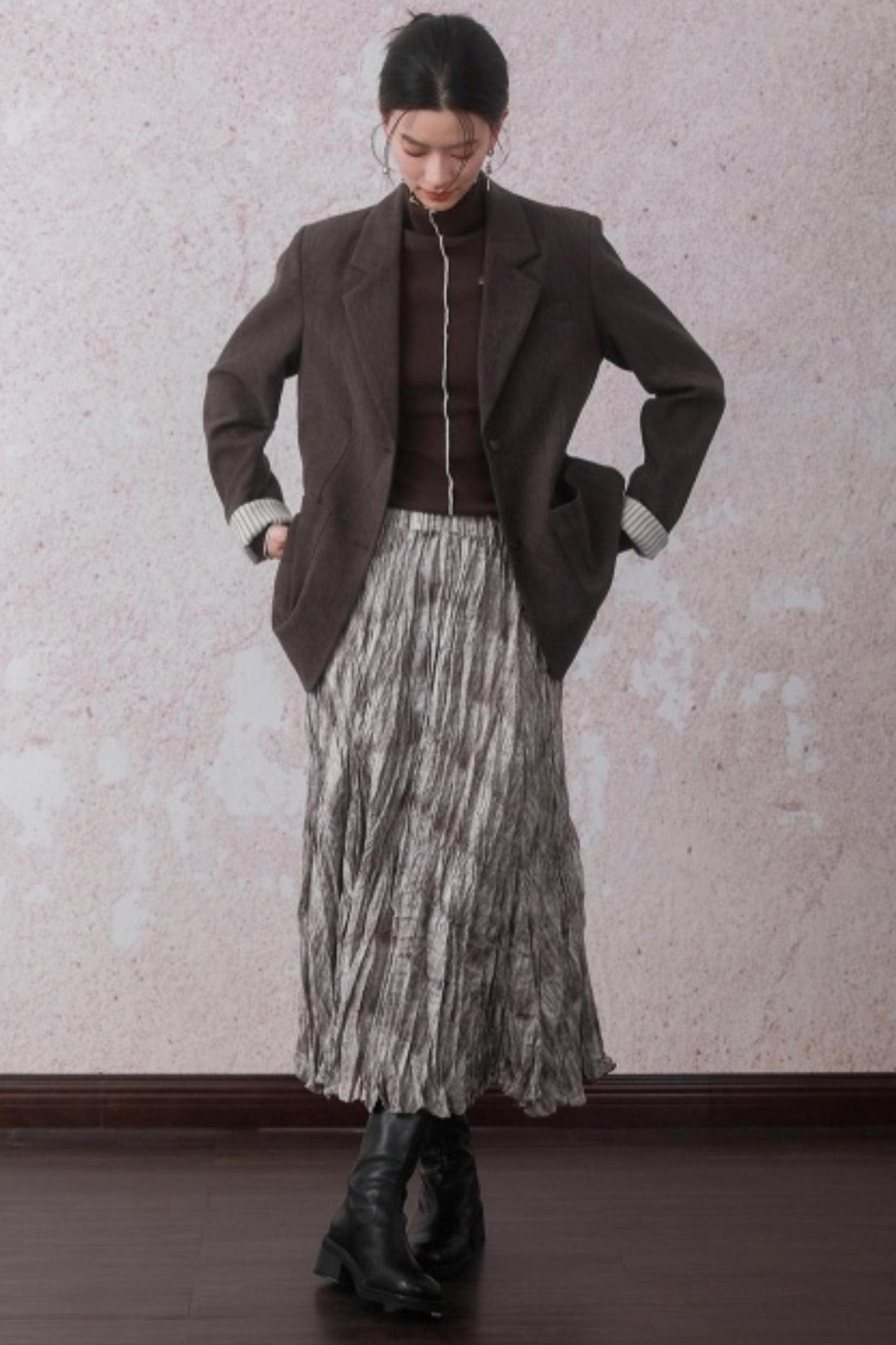 Cocoa Brown Half-Turtleneck Top