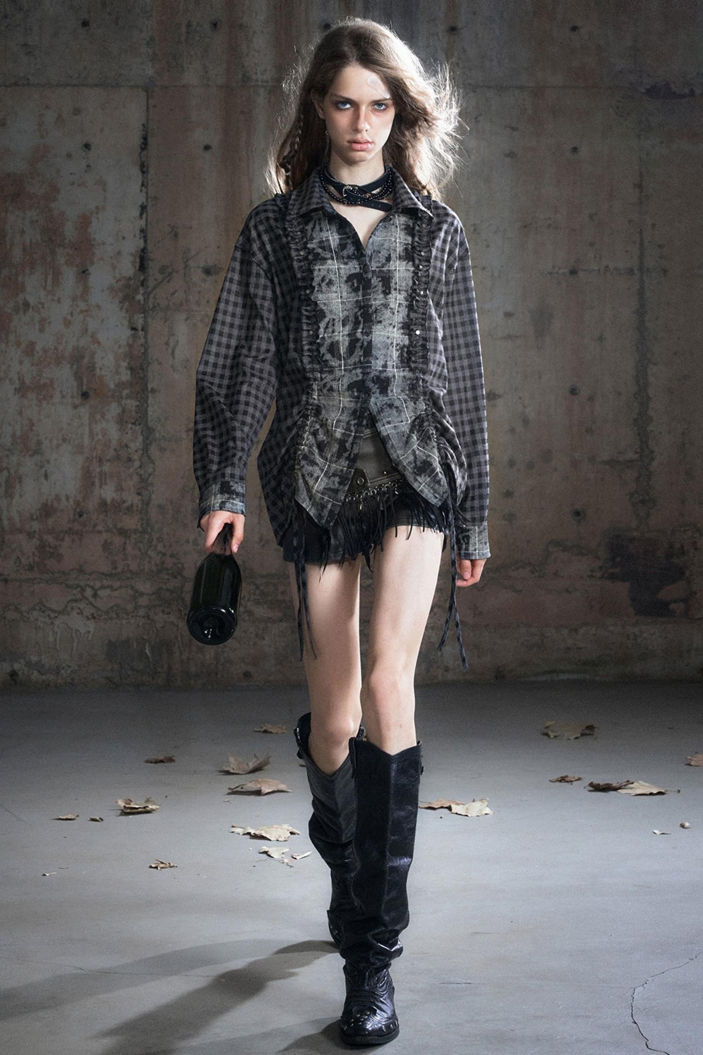 Wander Pleated Distressed Chiffon Shirt