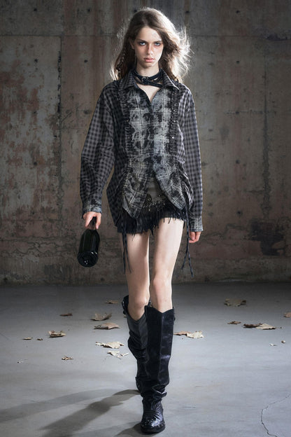 Wander Pleated Distressed Chiffon Shirt