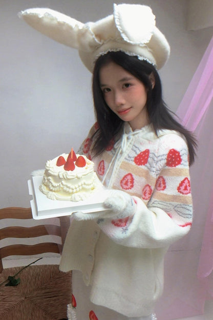 Happy Birthday Strawberry Mohair Cardigan