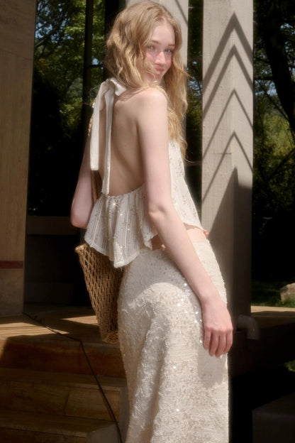 Elegant Starlit Top Skirt Set-Up