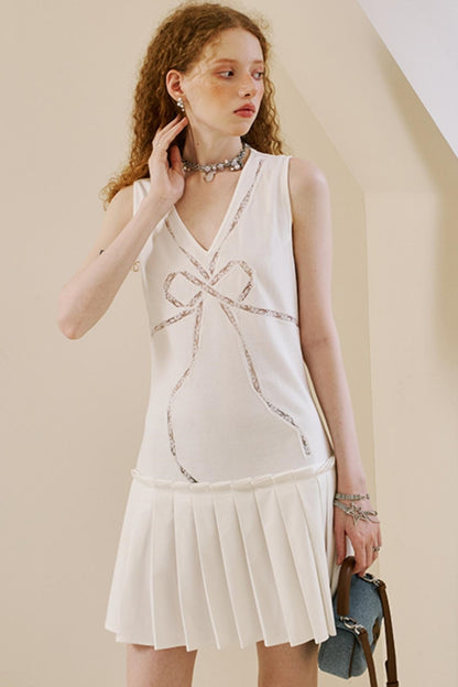 Chic V-Neck Lace Knit Dress