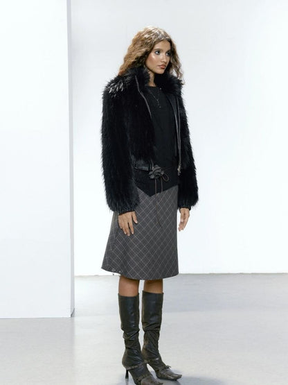 Black Eco Fur Coat