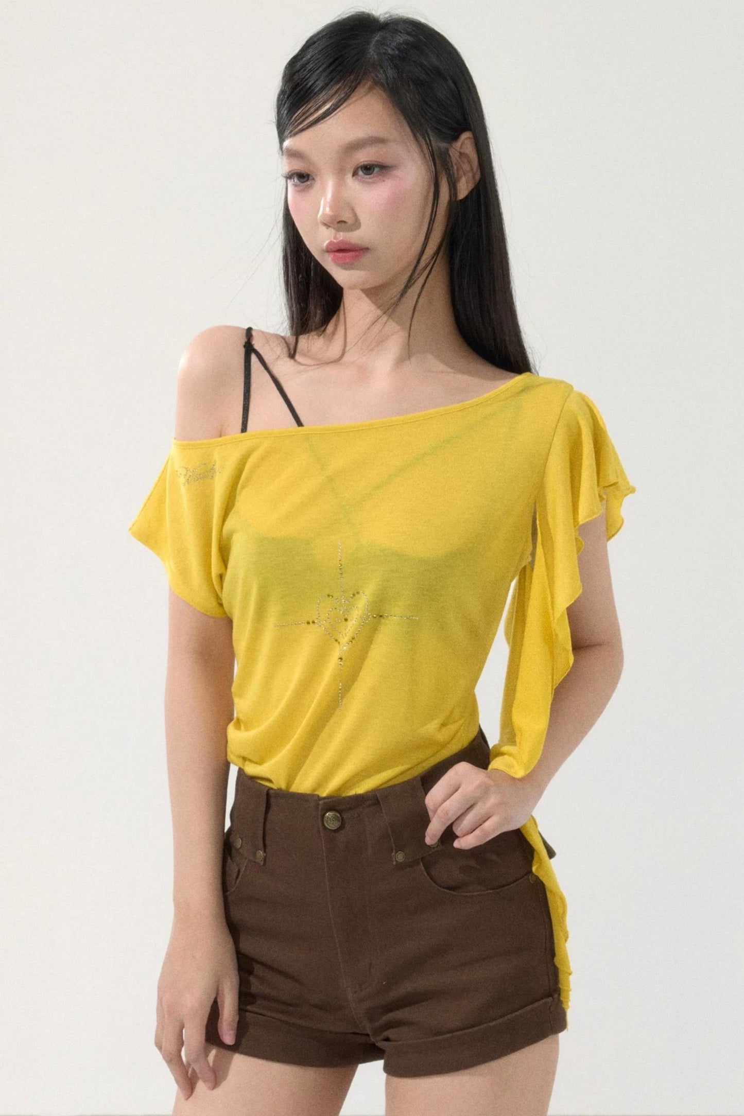 High-Waisted Metal Buckle Shorts