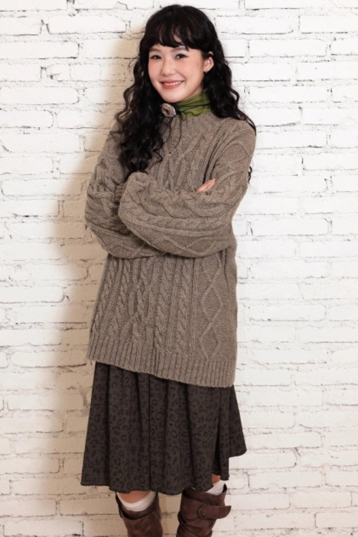 Sheep Wool Cable Knit Sweater