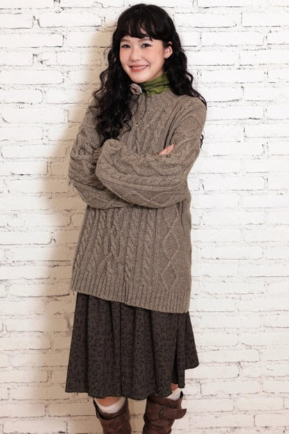 Sheep Wool Cable Knit Sweater
