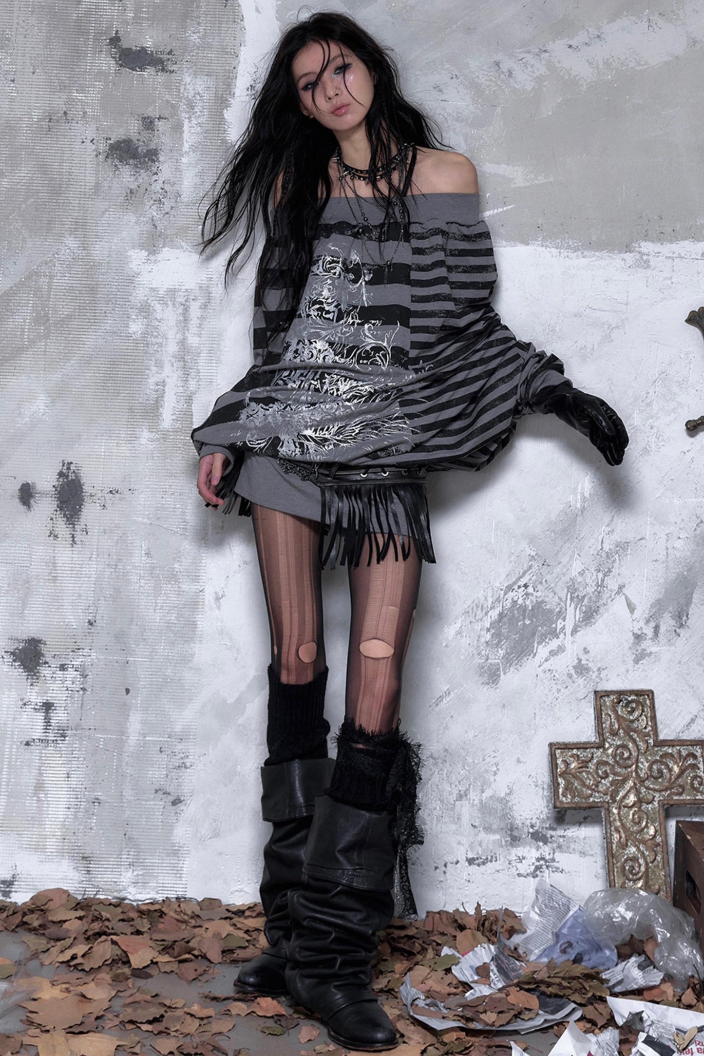 Shibuya Striped Batwing Top