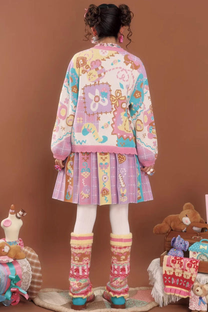 Pink and Purple Patchwork Cardigan