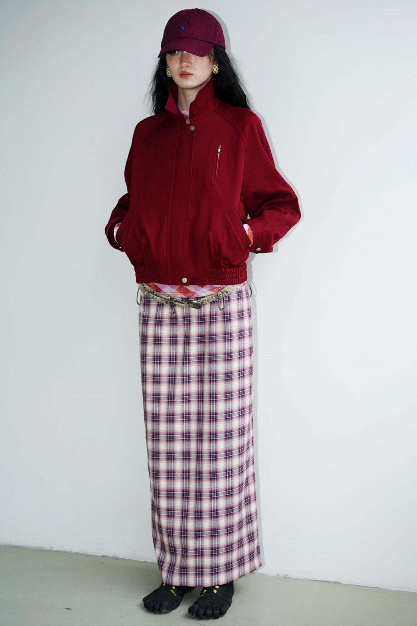 Vintage Long Straight Pleated Skirt