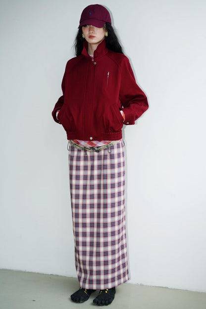 Vintage Long Straight Pleated Skirt