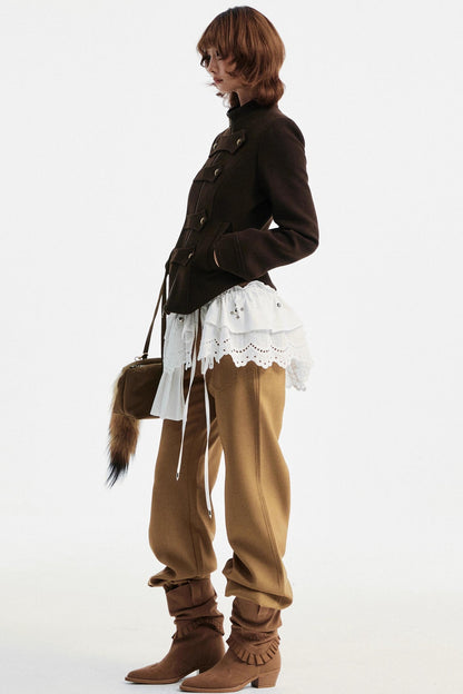 Gray Tapered Flared Pants