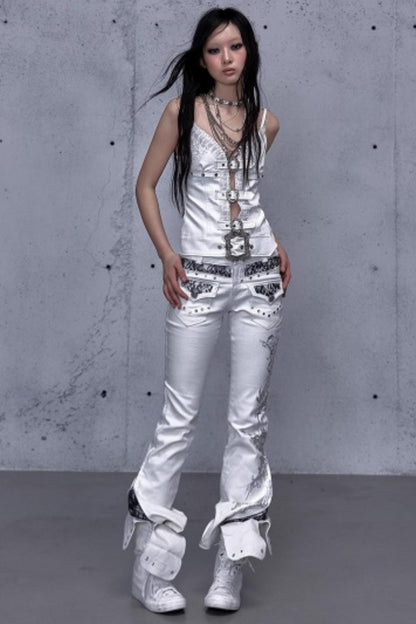 Embroidered Lace Leather Camisole