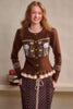 Mintgrün Braun - Strickjacke