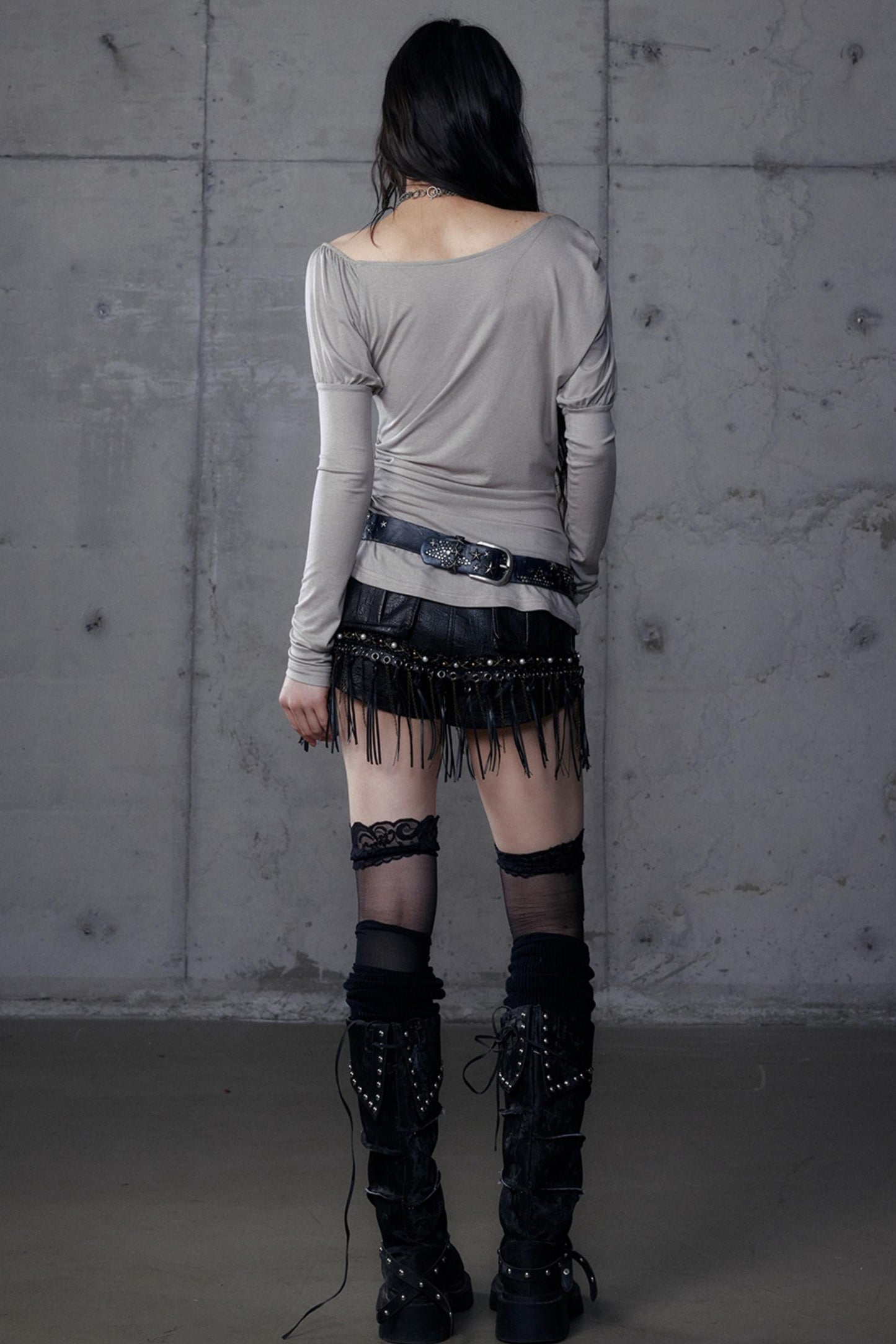 Puff Sleeve Punk Print Shirt