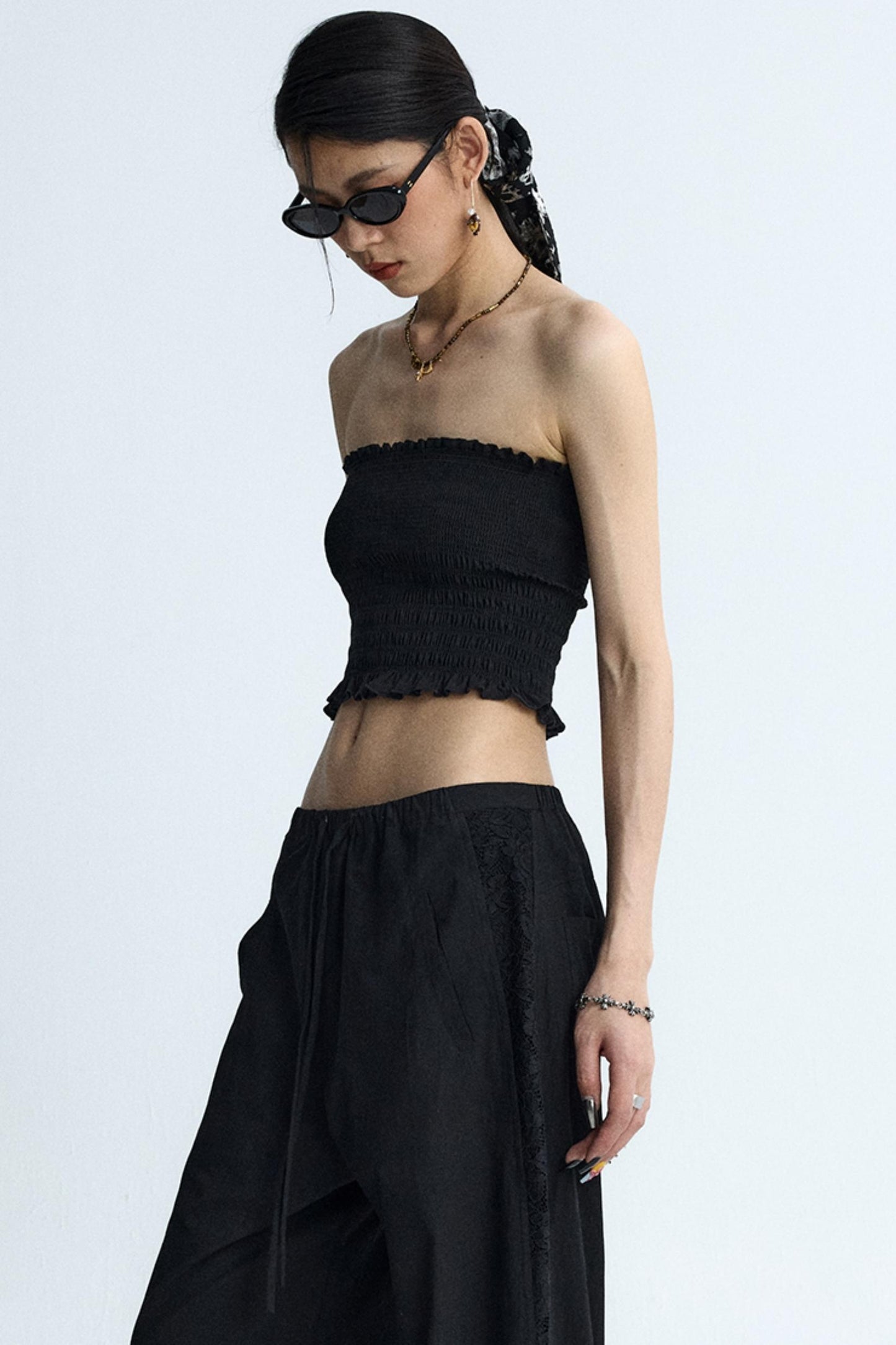 Back Lace Cut-Out Bandeau Top