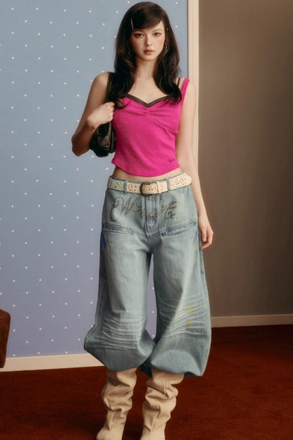 Satin Splicing Slim Vest