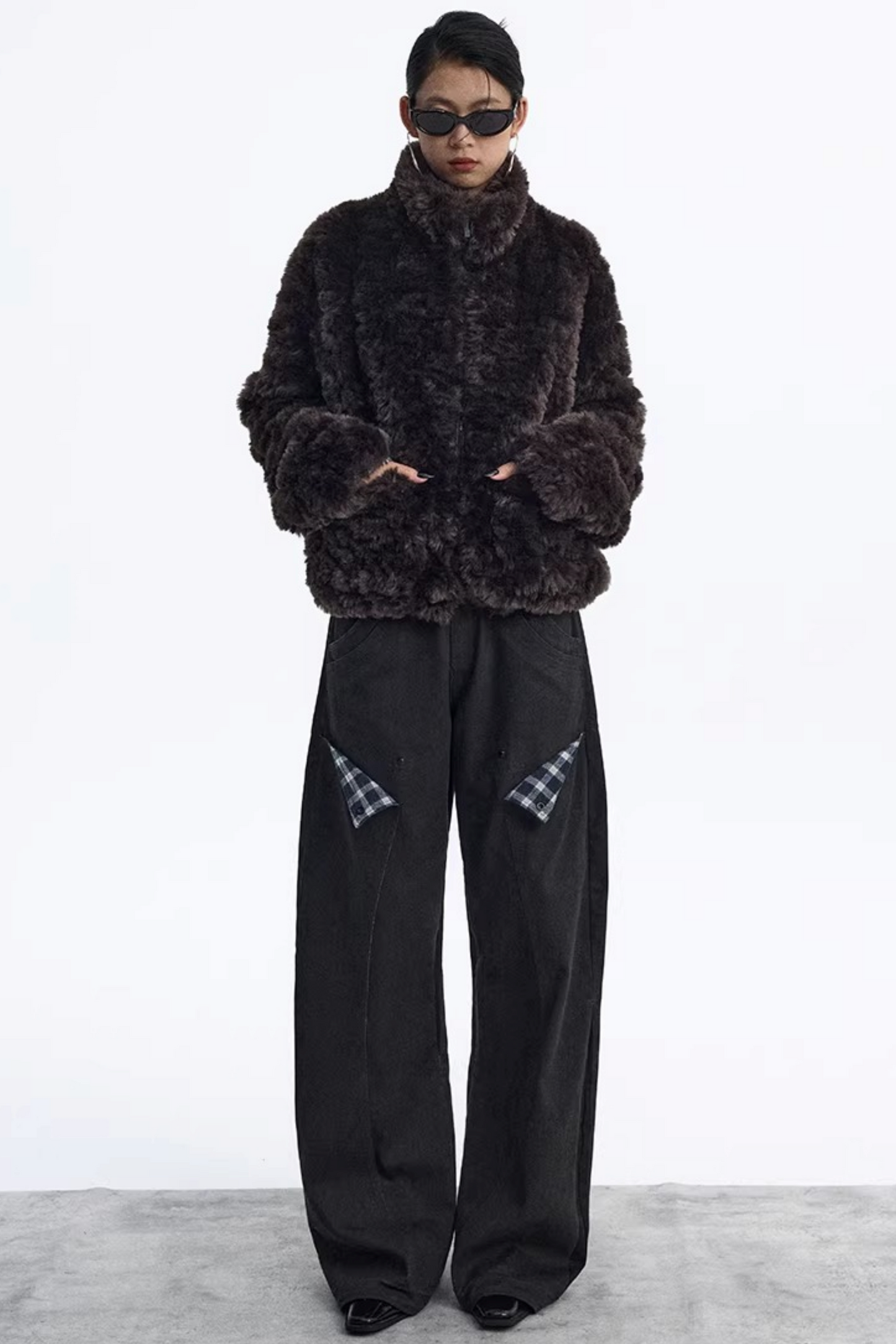 Dekonstruktierte Matte Schwarze Karohose