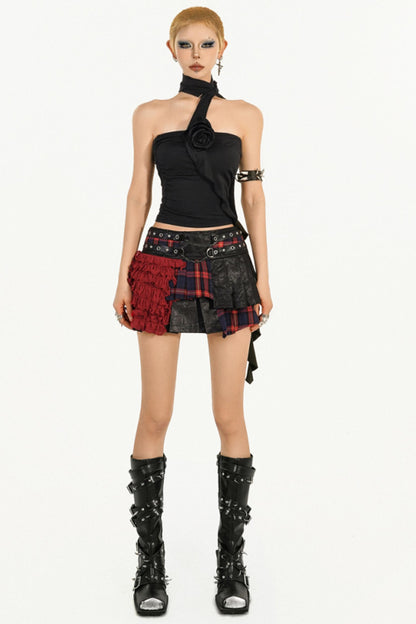Retro Spice Plaid Bustier Skirt