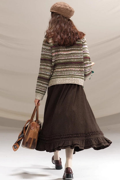 Hazelnut Lace Wool Skirt