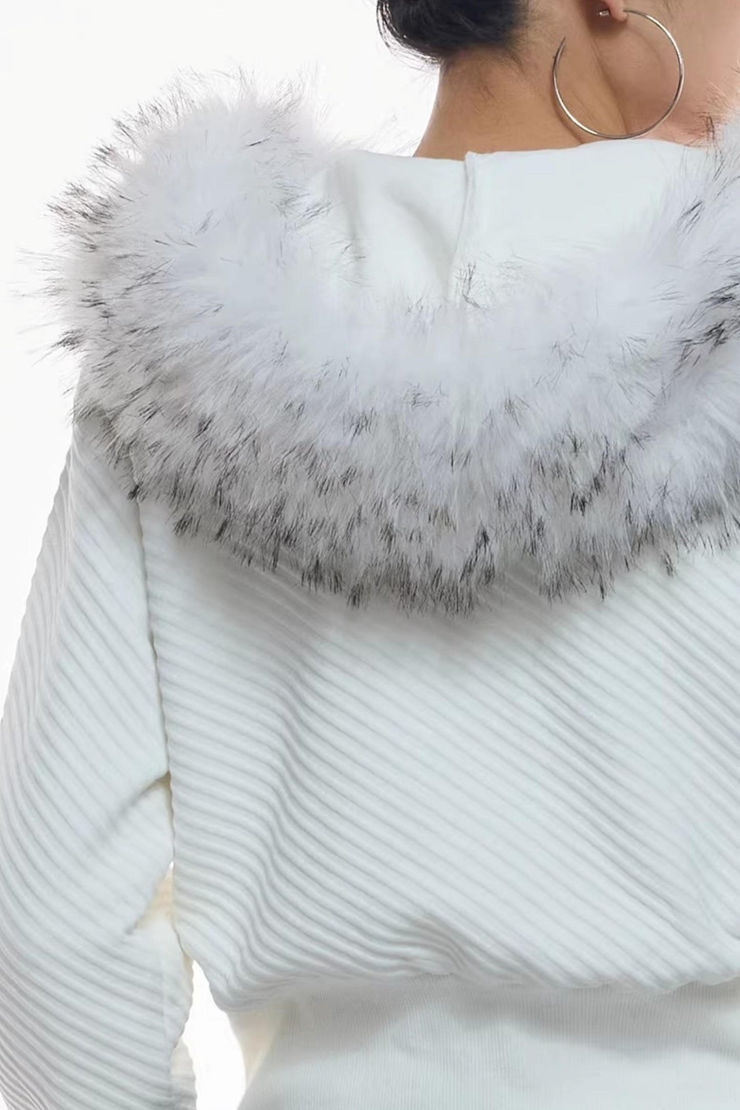 Jacke aus Twill mit abnehmbarem Pelzkragen