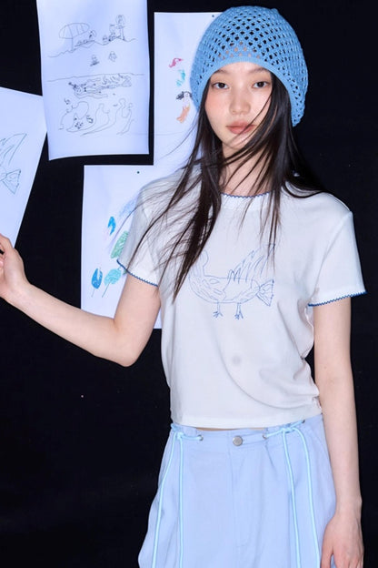 Tencel Parent-Child Short-Sleeved T-Shirt