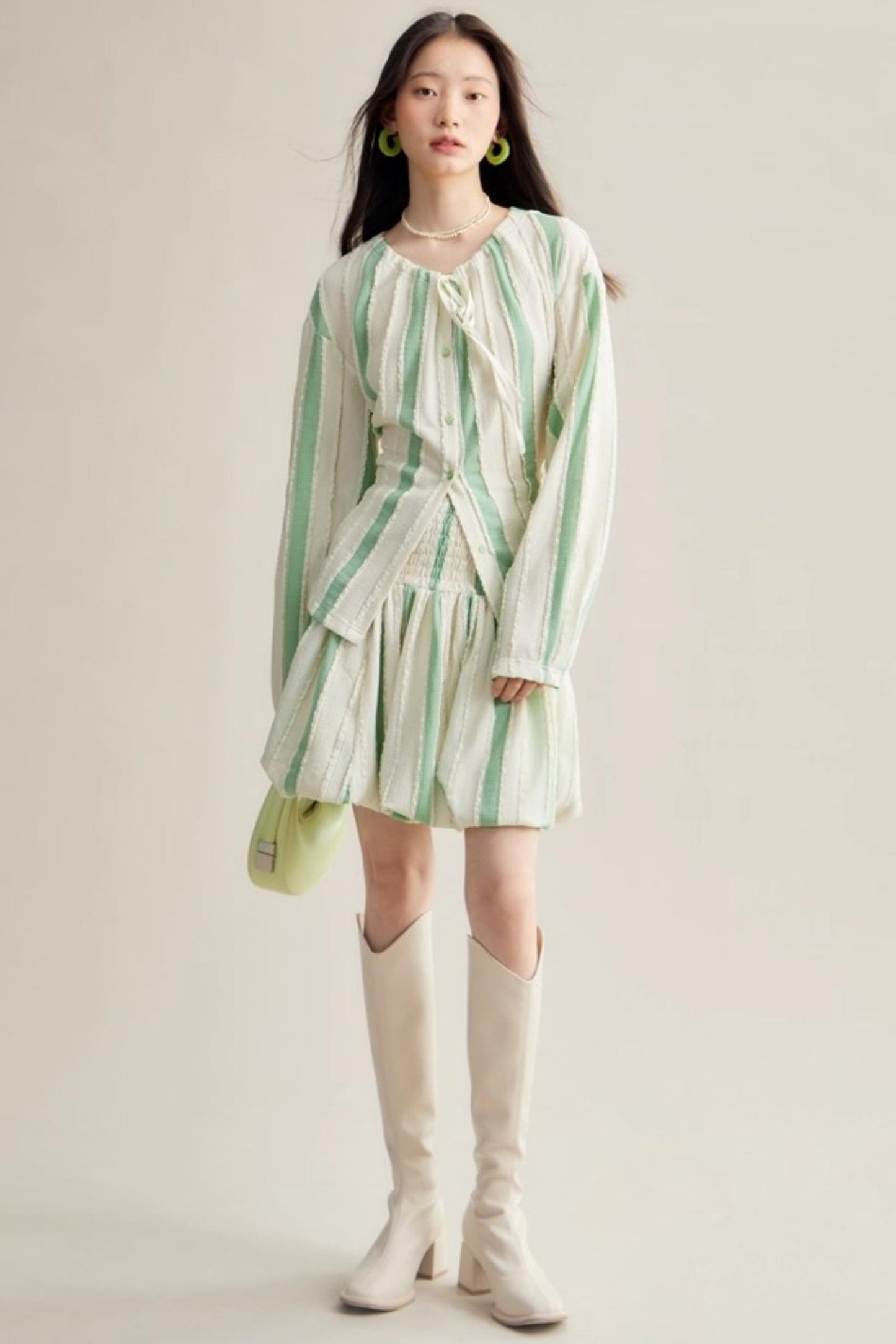 Elven Stripe Cardigan Skirt Set-Up