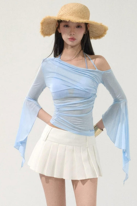 Sweet Off-Shoulder Pleated Top