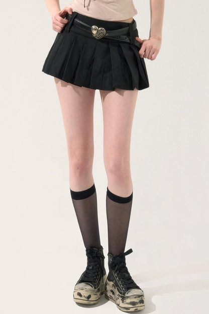 Retro Pleated Short Skirt