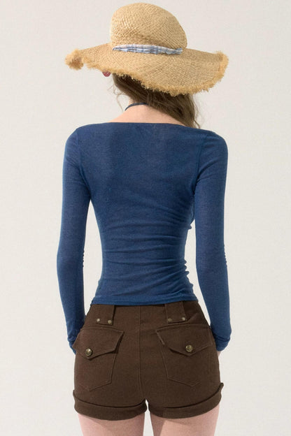 Lace Trim V-Neck Top