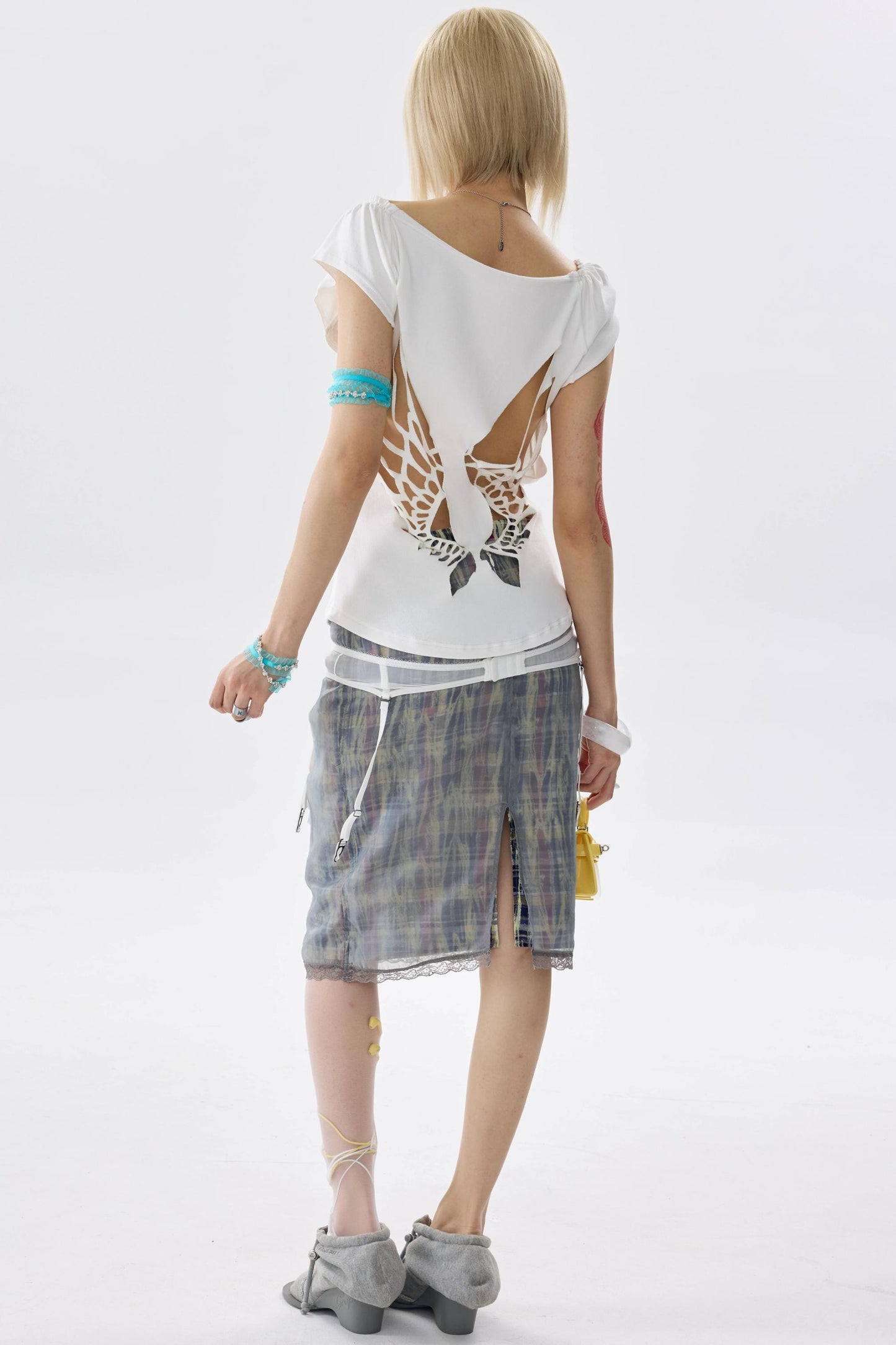 Two-Color Rhinestone Ruched Top