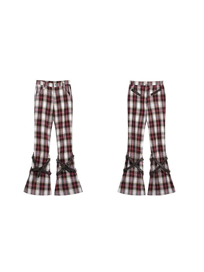 Niche retro plaid wide leg pants