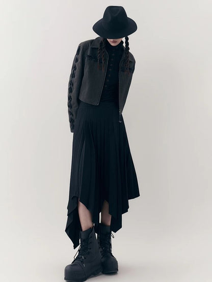 Irregular Mid-length Pleated Half-body Skirt